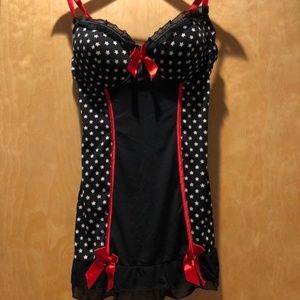 Torrid Black & White Stars Babydoll Lingerie Sz 0